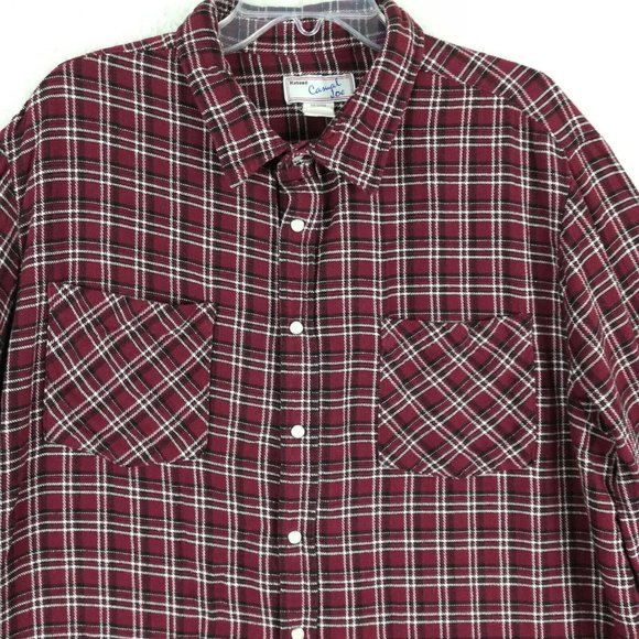 Haband Casual‎ Joe Mens Shirt Button Down Pearl Snaps Plaid Red Pockets XL - Picture 3 of 13